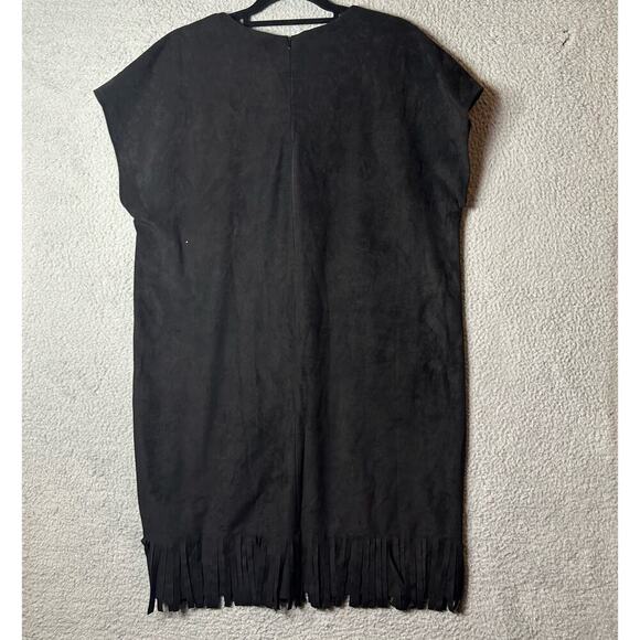 Chico's Dress Womens 2.5 (14 L) Black Fringe Hem Sleeveless Bohemian Festival - Picture 2 of 9